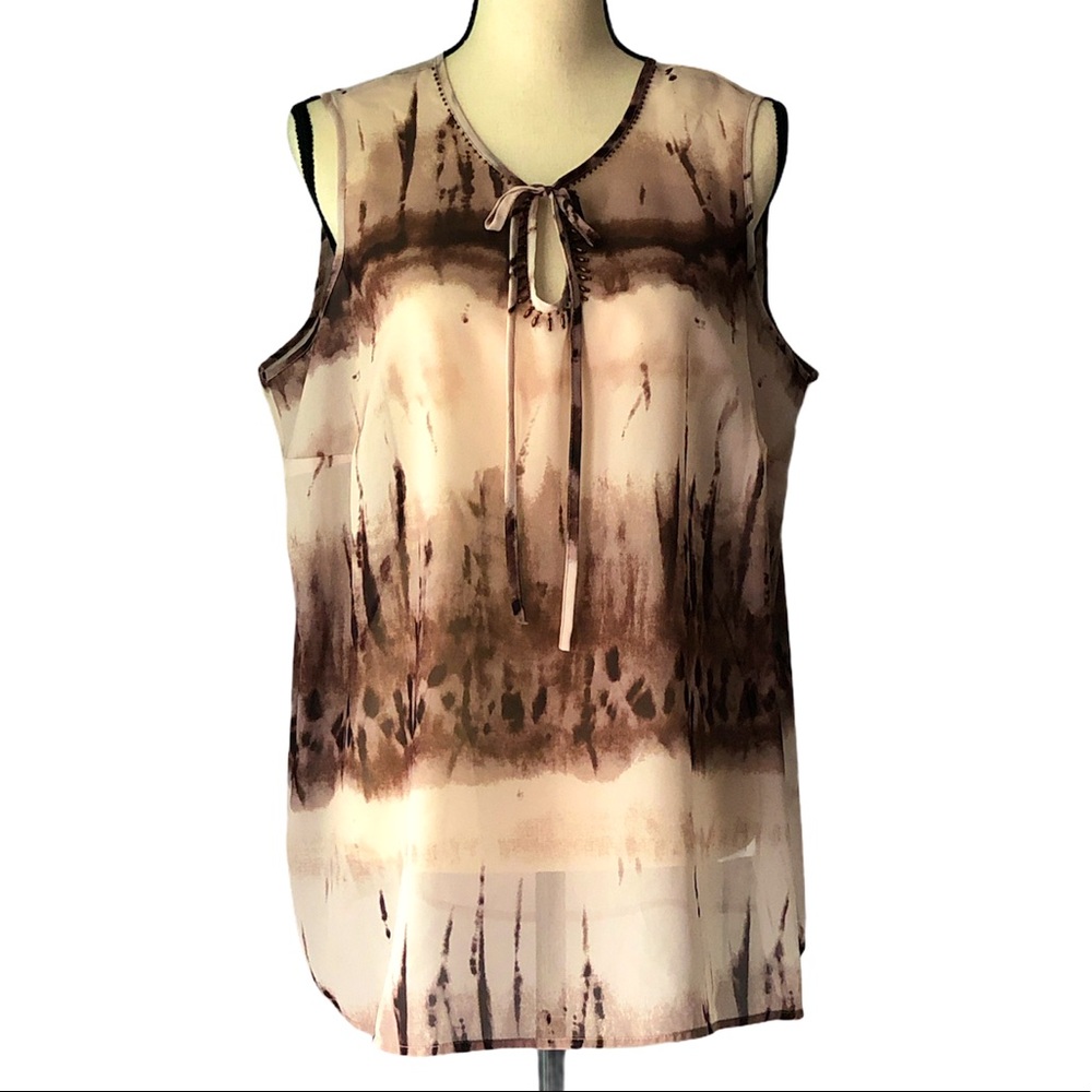 Violet&Claire brown tie-die sleeveless blouse